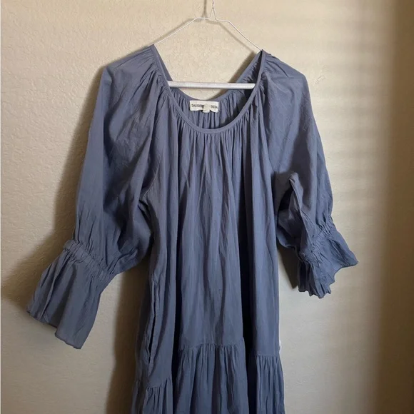 Daughters of India Sahana Flowy Maxi Dress Sz Large in Blue - Picture 2 of 8